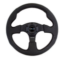 NRG Reinforced Steering Wheel (320mm) Black Leather w/Black Stitching-1