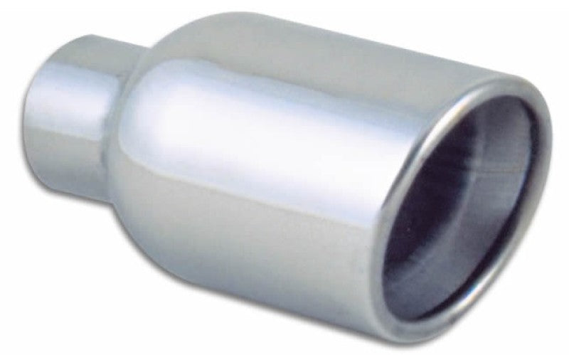 Vibrant 3in ID Dual 4in OD Round SS Tips (Double Wall, Angle Cut) - 0