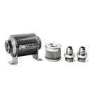 DeatschWerks Stainless Steel 8AN 10 Micron Universal Inline Fuel Filter Housing Kit (70mm)-1