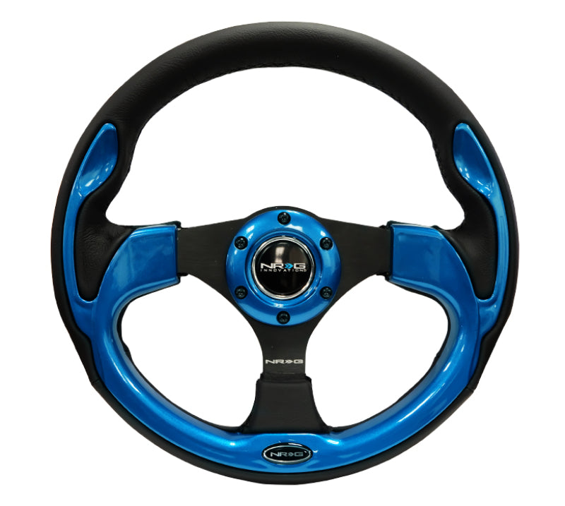 NRG Reinforced Steering Wheel (320mm) Blk w/Blue Trim - 0