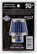 K&N 2in Base OD x .375in Flange ID x 1.75in H Rubber Base Crankcase Vent Filter - Blue-7