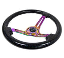 NRG Reinforced Steering Wheel (350mm / 3in. Deep) Blk Multi Color Flake w/ Neochrome Center Mark-2