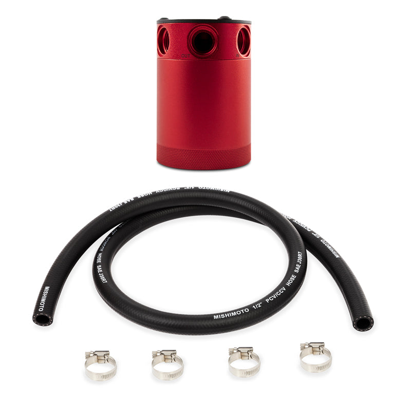 Mishimoto Compact Baffled Oil Catch Can 3-Port - Red - 0