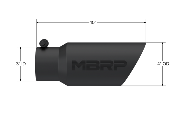 MBRP Universal Tip 4in OD 3in Inlet 10in Length Dual Wall Angled End Black