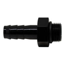 DeatschWerks 6AN ORB Male to 3/8in Male Triple Barb Fitting (Incl O-Ring) - Anodized Matte Black-1