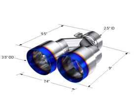 MBRP Universal T304 SS Dual Burnt End Tip 3.5in OD/2.5in Inlet - 0