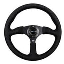 NRG Reinforced Steering Wheel (350mm / 2.5in. Deep)Blk Alcantara Comfort Grip w/4mm Matte Blk Spokes-1