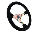 NRG Reinforced Steering Wheel (350mm / 3in. Deep) Blk Suede Floral Dipped w/ Blk Baseball Stitch-1
