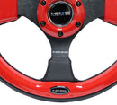 NRG Reinforced Steering Wheel (320mm) Blk w/Red Trim & 5mm 3-Spoke-3