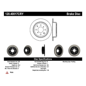 Stoptech Acura & Honda Civic/Del Sol Rear CRYO-STOP Rotor - 0