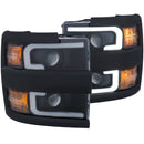 ANZO Projector Headlights 15-17 Chevrolet Silverado 2500HD / 3500HD Black w/ Black Rim-1
