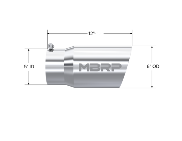 MBRP Universal Tip 6 O.D. Dual Wall Angled 5 inlet 12 length