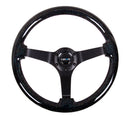 NRG Reinforced Steering Wheel (350mm / 3in Deep) Classic Blk Sparkle Wood Grain w/Blk 3-Spoke Center-1