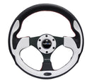 NRG Reinforced Steering Wheel (320mm) Blk w/White Trim & 4mm 3-Spoke-4