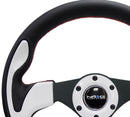 NRG Reinforced Steering Wheel (320mm) Blk w/White Trim & 4mm 3-Spoke-5