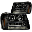 ANZO 2002-2009 Chevrolet Trailblazer Projector Headlights w/ Halo Black-2