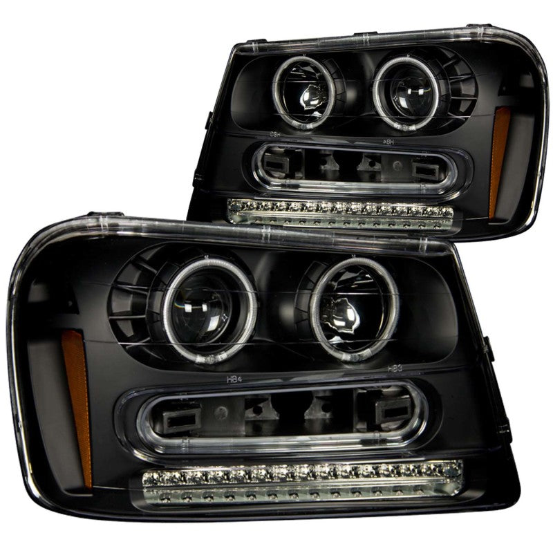 ANZO 2002-2009 Chevrolet Trailblazer Projector Headlights w/ Halo Black - 0