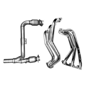 BBK 07-11 Jeep 3.8 V6 Long Tube Exhaust Headers And Y Pipe And Converters - 1-5/8 Silver Ceramic - 0