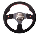 NRG Reinforced Steering Wheel (320mm) Blk Suede w/Dual Buttons-1