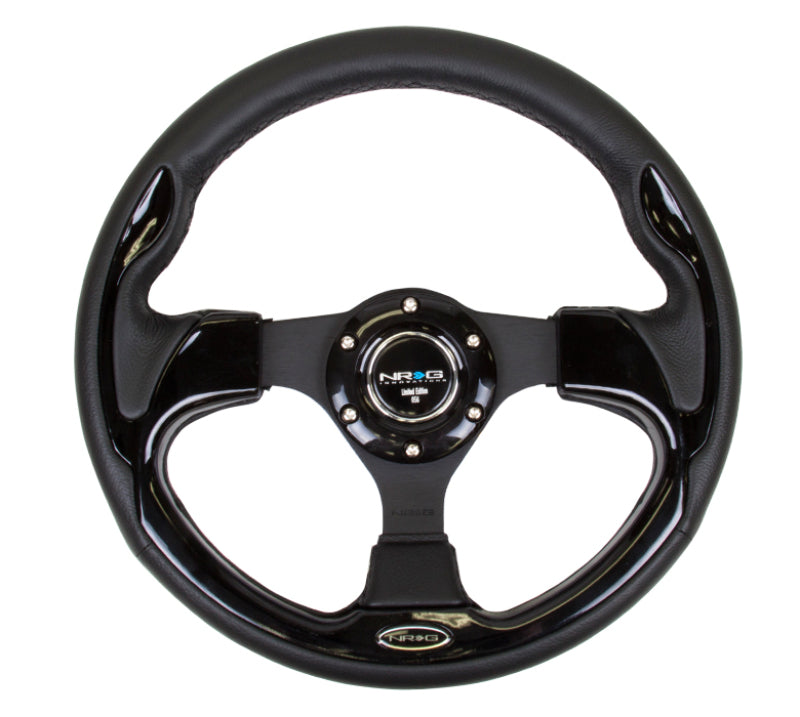 NRG Reinforced Steering Wheel (320mm) Blk w/Gloss Black Trim - 0