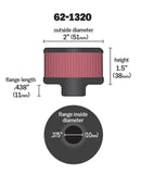 K&N Clamp On Rubber Base Crankcase Vent Filter 0.375in Flange ID x 2in OD x 1.5in Height-1