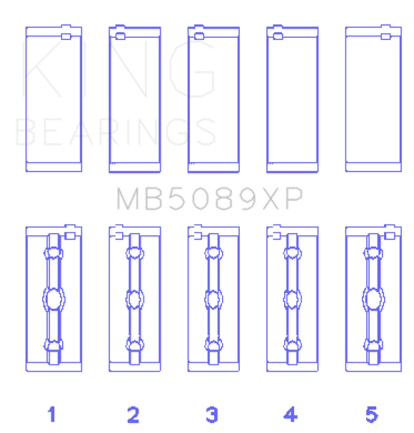 King Engine Bearings Toyota 1RZ/2RZ/3RZ Crankshaft Main Bearing Set (Set of 5)