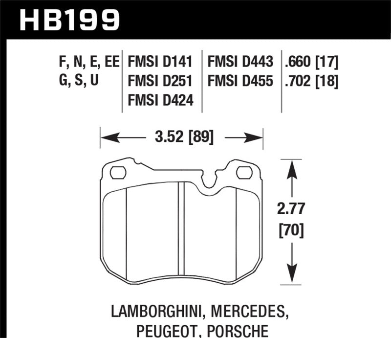 Hawk 86-89 Mercedes 560SL / 77-88 Porsche 924 / 78-81 928 / 83-89 944 DTC-70 Front Race Brake Pads - 0