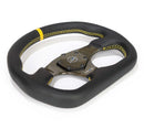NRG Carbon Fiber Flat Bottom Steering Wheel (320mm) Silver CF Center w/Silver Stitch/Center Mark-3