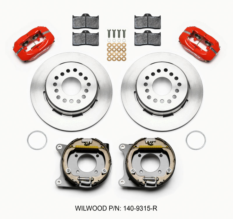 Wilwood Forged Dynalite P/S Park Brake Kit Red 12 Bolt 2.75in offset Staggered Shock - 0