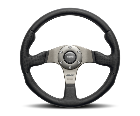 Momo Race Steering Wheel 350 mm - Black Leather/Anth Spokes