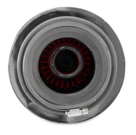 K&N Universal Air Filter Chrome Round Tapered Red - 4in Flange ID x 1.125in Flange Length x 9.5in H - 0