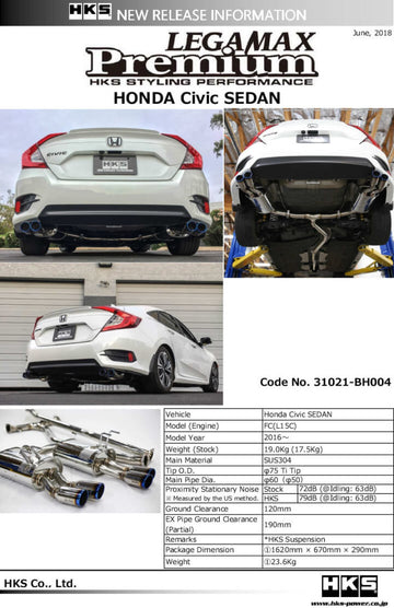 HKS LEGAMAX Premium HONDA CIVIC SEDAN FC - 0