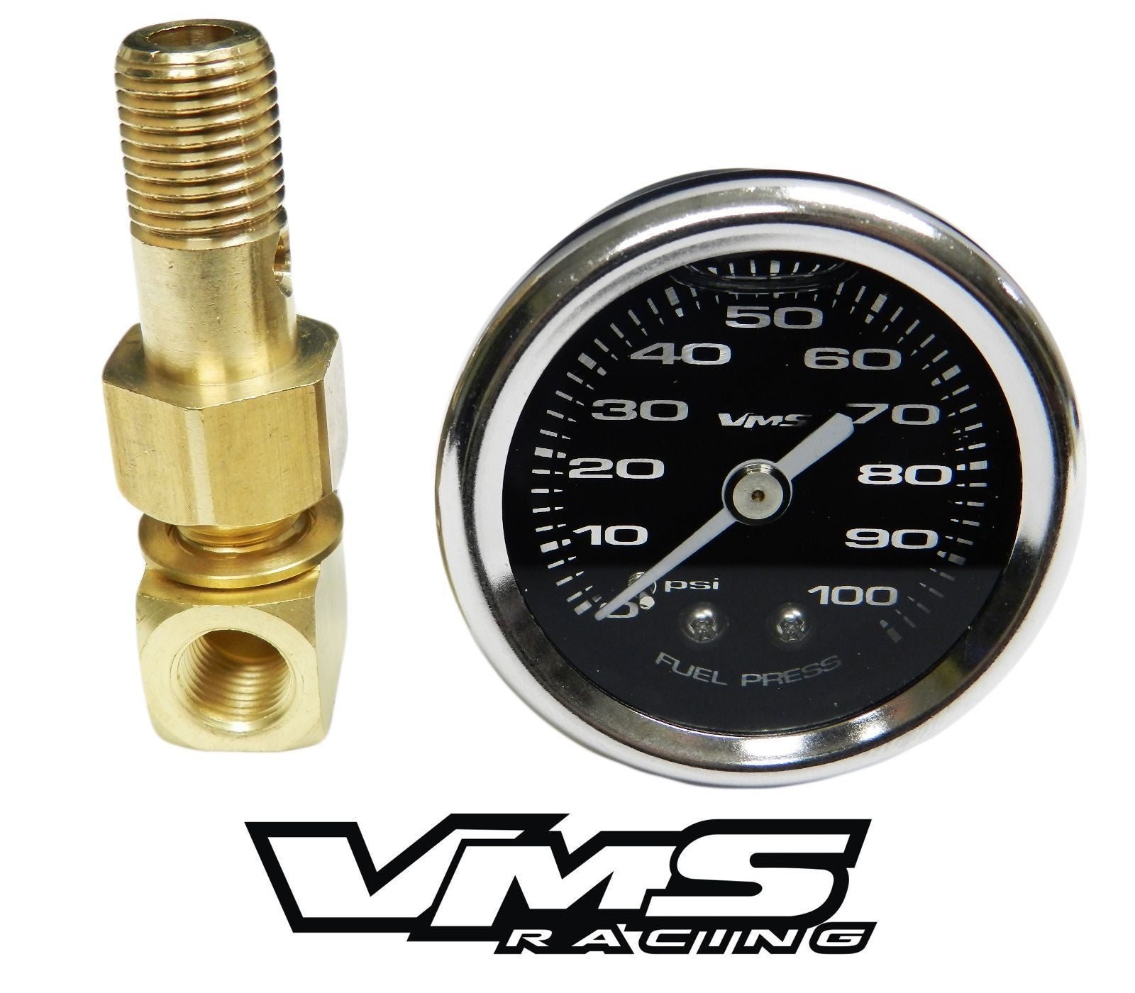 100 PSI Liquid Filled Fuel Pressure Gauge 0-100 PSI WITH Adapter for HONDA/ACURA engines