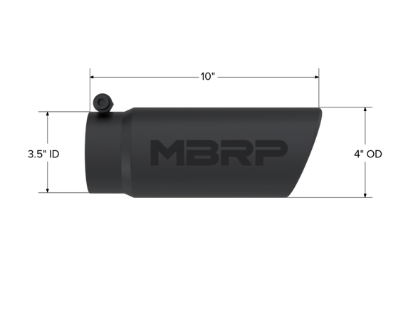 MBRP Universal Tip 4 O.D. Angled Rolled End 3.5 inlet 10 length- Black Finish