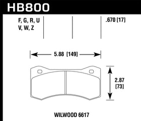 Hawk Willwood 6617 Caliper DTC-70 Race Brake Pads - 0