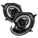 Spyder Mini Cooper 2007-2012 Projector Headlights Halogen Model Only - DRL Black PRO-YD-MC07-DRL-BK-1