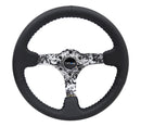 NRG Reinforced Steering Wheel (350mm / 3in. Deep) Blk Leather w/Hydrodipped Digi-Camo Spokes-1