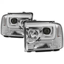Spyder 05-07 Ford F250/350/450 SD Ver 2 Proj Headlights - Light Bar DRL - Black PRO-YD-FS05V2-LB-C-1