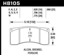 Hawk Alcon B/MB4/ Brembo XA2.E5.01/04 / XA5.90.01/04 / XA6.H7.11/14 DTC-70 Race Brake Pads-1