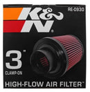 K&N Universal Rubber Filter - Round Tapered 6in Base OD x 3in Flange ID x 6in H-10