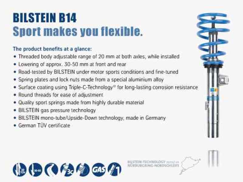 Bilstein B14 2015 Mercedes Benz C300 Front and Rear Performance Suspension System - 0