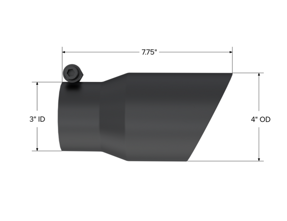 MBRP Tip 3in Round x 4in Inlet OD Dual Walled Angled Black Tip - Fits all 3in Exhausts