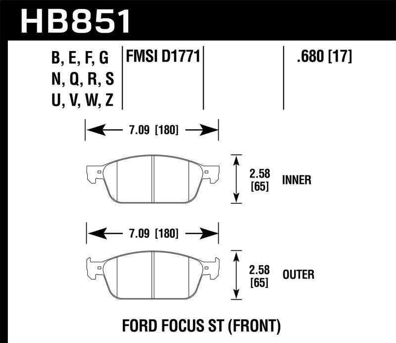 Hawk 15-16 Ford Focus ST Performance Ceramic Street Brake Pads - 0