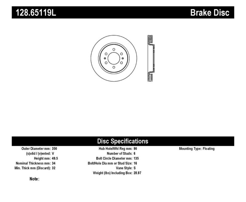 StopTech Drilled Sport Brake Rotor - 0