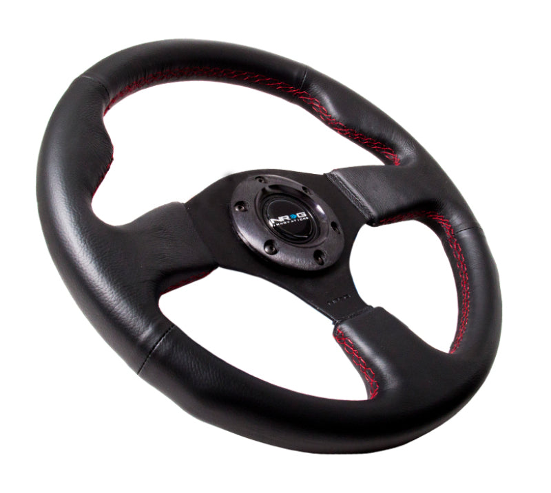 NRG Reinforced Steering Wheel (320mm) Leather w/Red Stitch - 0