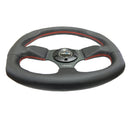 NRG Reinforced Steering Wheel (320mm Horizontal / 330mm Vertical) Leather w/Red Stitching-2