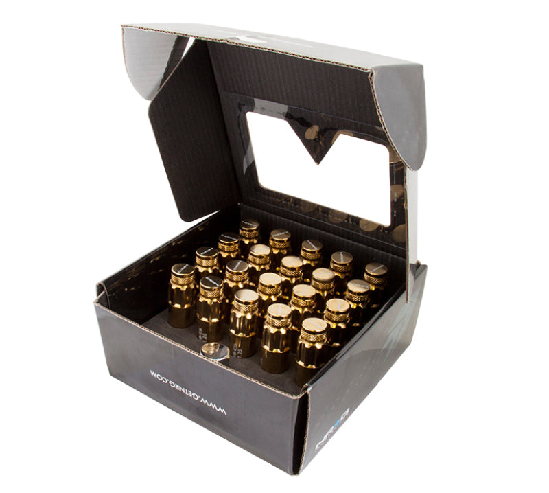 NRG 700 Series M12 X 1.5 Steel Lug Nut w/Dust Cap Cover Set 21 Pc w/Locks & Socket - Chrome Gold - 0