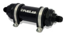 Fuelab 828 In-Line Fuel Filter Long -8AN In/Out 10 Micron Fabric - Black-1