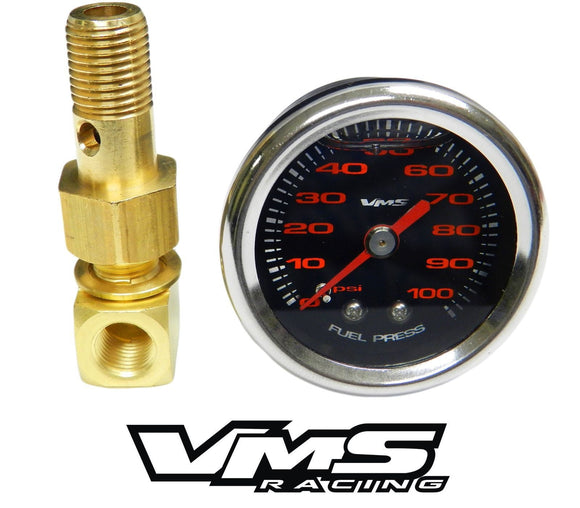 100 PSI Liquid Filled Fuel Pressure Gauge 0-100 PSI WITH Adapter for HONDA/ACURA engines