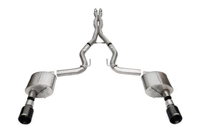 Corsa 24+ Ford MustangGT Xtreme Cat-Back Ex.Sys 3.0in Dual Rear Exit w/4.5in Blk PVD StraightCut Tip